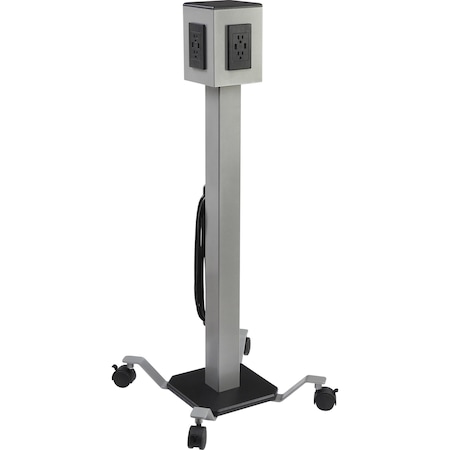 Lorell Mobile Power Tower, USB, 10 ft., Gray LLR34000
